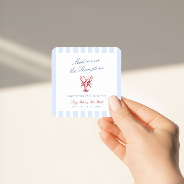 Meet Me in The Hamptons Bachelorette Square Sticker (Creator Uploaded)