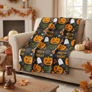 Meet Me In The Pumpkin Patch Cute Halloween Fleece Blanket