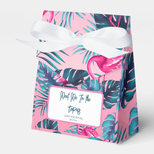 Meet Me In the Tropics Birthday Girls Trip Vacay Favor Box (Front Side)