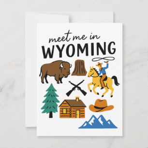 Meet Me In Wyoming Cowboy Bison Devils Tower Postcard
