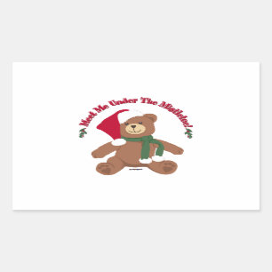 Meet Me Under The Mistletoe! Christmas Teddy Bear Sticker