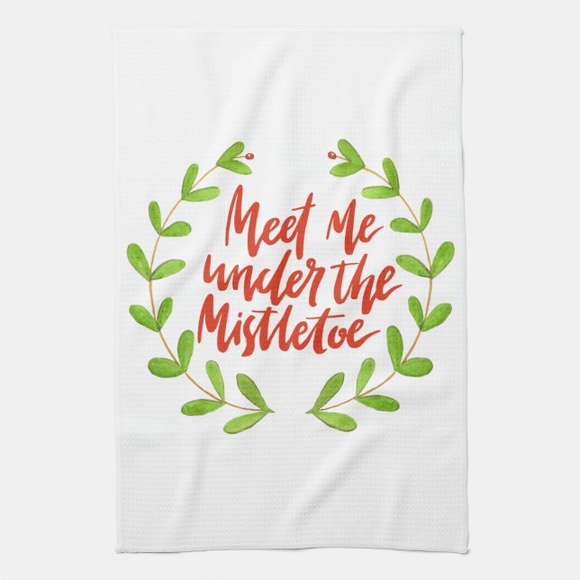 Meet me under the mistletoe - Christmas Wreath Kitchen Towel (Vertical)