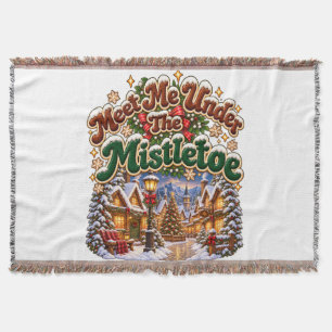 Meet Me Under The Mistletoe Cozy Winter Cabin Throw Blanket