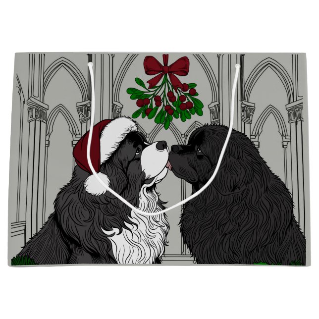 Meet me under the mistletoe Newfoundland Large Gift Bag (Front)