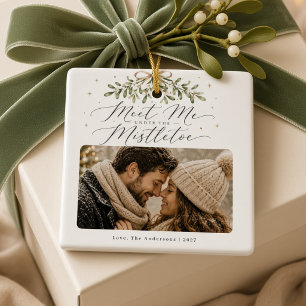 Meet Me Under the Mistletoe Personalized Couple  Ceramic Ornament