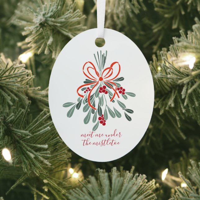 Meet Me Under the Mistletoe Photo Metal Ornament (Insitu)