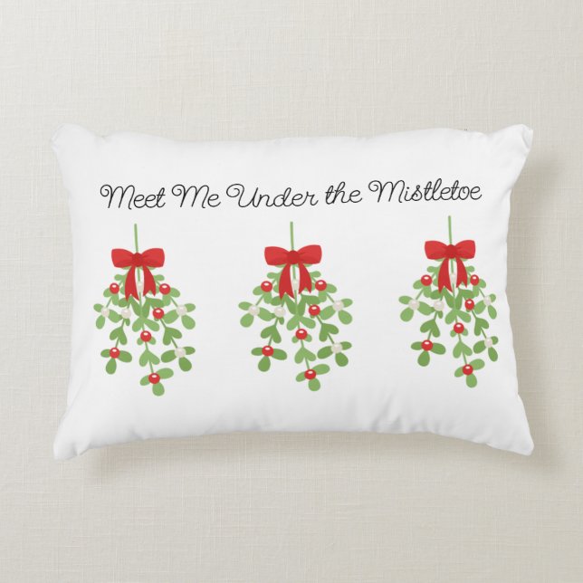 Meet Me Under the Mistletoe Reversible Christmas Accent Pillow (Front)