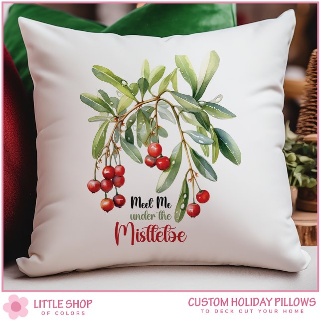 Meet Me Under the Mistletoe Throw Pillow (Creator Uploaded)