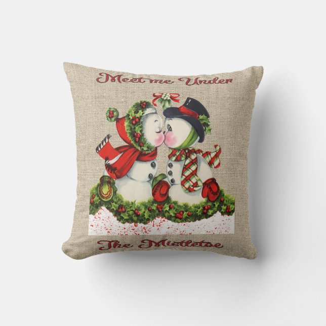 Meet me Under the Mistletoe Throw Pillow (Front)