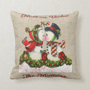 Meet me Under the Mistletoe Throw Pillow