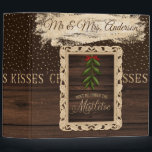 Meet Me Under The Mistletoe Wedding Album Binder<br><div class="desc">This beautiful wedding album is perfect for any newlywed whether this is your 1st Christmas,  getting married,  or planning a wedding. A rustic wood background with gold glitter shimmers and a framed quote,  "Meet me under the mistletoe". Personalize with your own name on the front cover.</div>