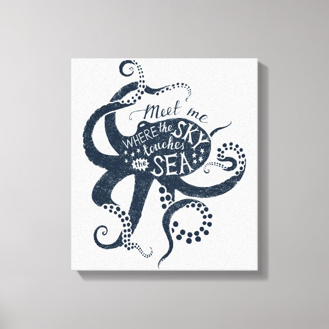 "Meet Me Where The Sky Touches The Sea" Octopus Canvas Print (Front)