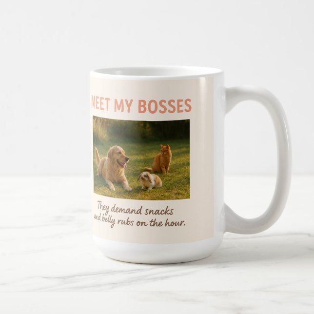 Meet My Bosses- Funny Custom Pet Photo Design Coffee Mug (Right)