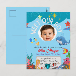 Meet Our Boy Baby Shower Invitation-Under the Sea Postcard