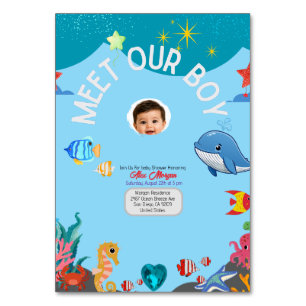 Meet Our Boy Baby Shower Invitation-Under the Sea Table Number
