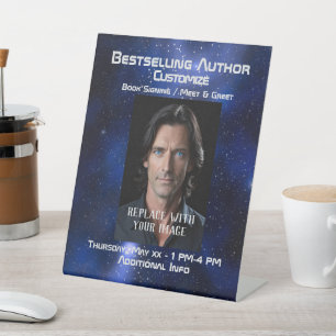 Meet The Author Blue Space Pedestal Sign