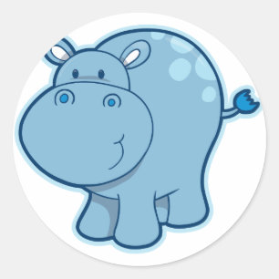 Meet the Blue Hippo! Classic Round Sticker