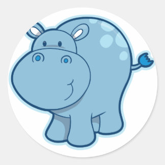 Meet the Blue Hippo! Classic Round Sticker