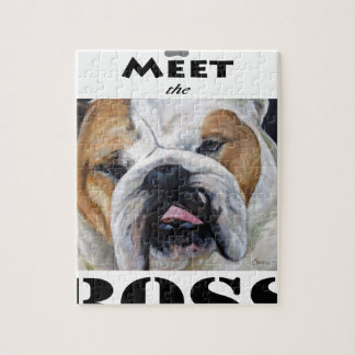 Meet the Boss English Bulldog animal art gift Jigsaw Puzzle