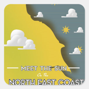 Meet The Sun, on the North East Coast Square Sticker