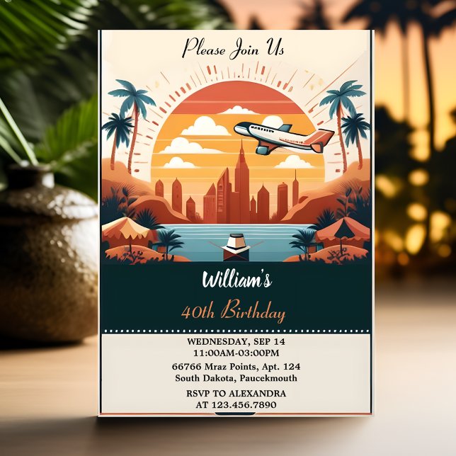 Meet Travel Cabin Beach Destination 40th Birthday Invitation (Creator Uploaded)