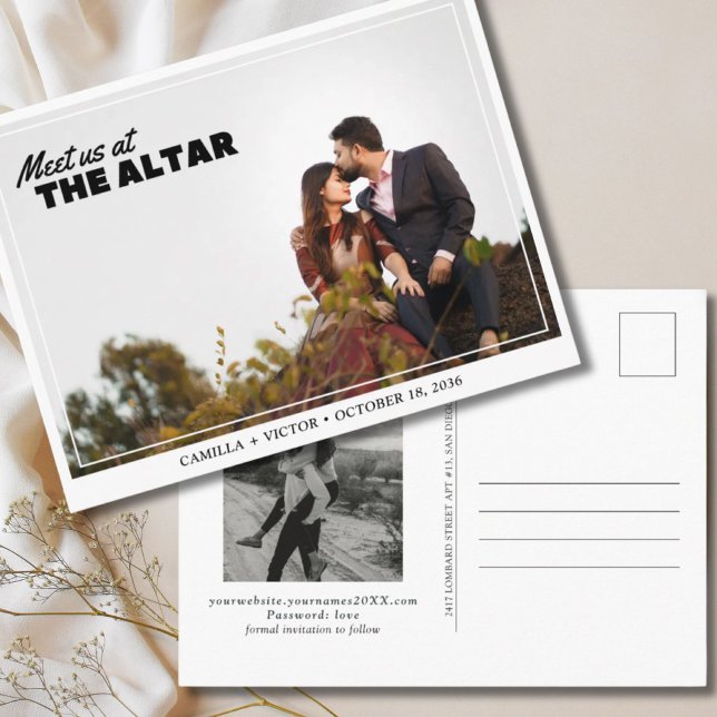 Meet us at The Altar Save the Date Postcard (Meet us at the Altar Destination Wedding)