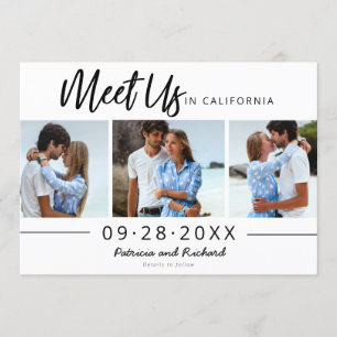 Meet Us In Destination Save The Date 3 Photo Invitation