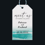 Meet Us In Destination Wedding Teal Save The Date Gift Tags<br><div class="desc">Meet Us In Destination Wedding Teal Save The Date Invitation</div>