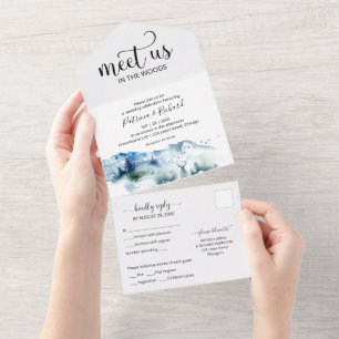 Meet Us In The Woods Forest Outdoor Wedding All In One Invitation