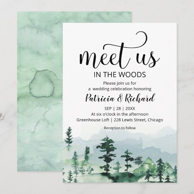 Meet Us In The Woods Outdoor Wedding Invitation (Front/Back)