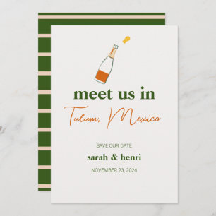 meet us in tulum wedding save the date invitation