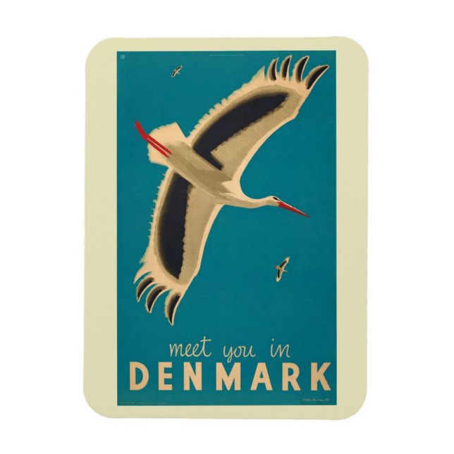 Meet You in Denmark Travel Vintage  Magnet (Vertical)