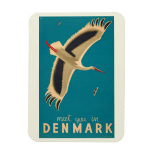 Meet You in Denmark Travel Vintage  Magnet