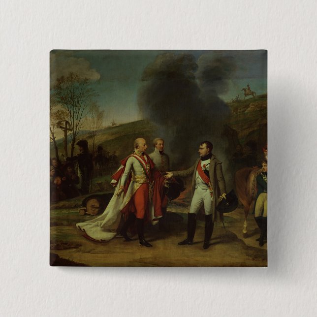 Meeting between Napoleon I & Francis I 2 Inch Square Button (Front)