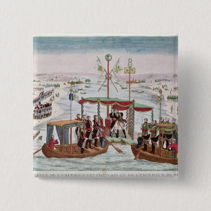 Meeting between Napoleon I & Tsar Alexander I 2 Inch Square Button