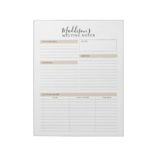 Meeting Notes Memo Planner Notepad