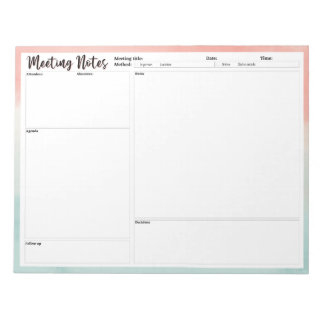 Meeting Notes Notepad