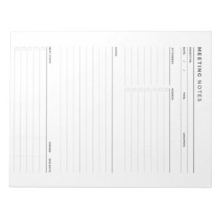 Meeting Notes Notepad, Notepad for work