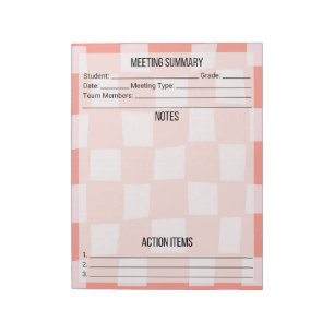Meeting Notes/Summary Notepad- Chequered Notepad