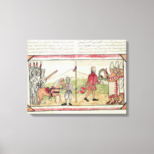 Meeting of Hernando Cortes  and Montezuma Canvas Print