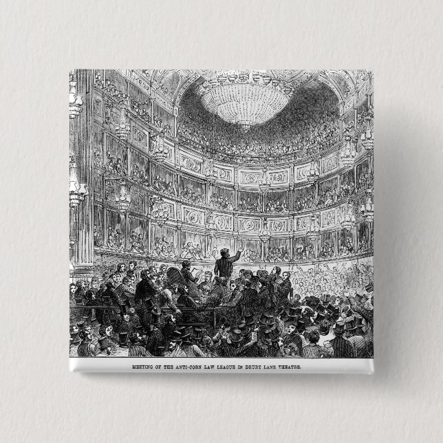 Meeting of the Anti-Corn Law League 2 Inch Square Button (Front)