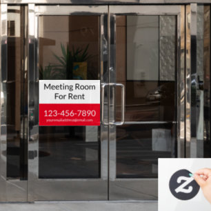 Meeting Room For Rent Red Black White Phone Number Window Cling