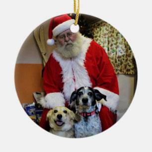 Meeting Santa Ceramic Ornament