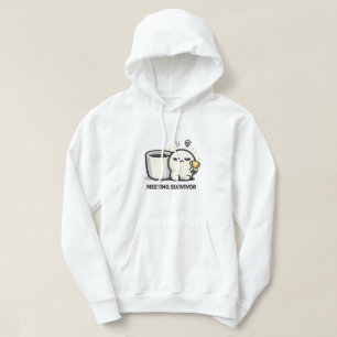 Meeting Survivor - Cute Tired Character Office Hum Hoodie