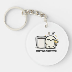 Meeting Survivor - Cute Tired Character Office Hum Keychain