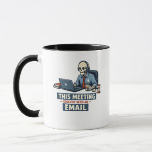 Meeting Survivor Skeleton Funny Office Humour De Mug