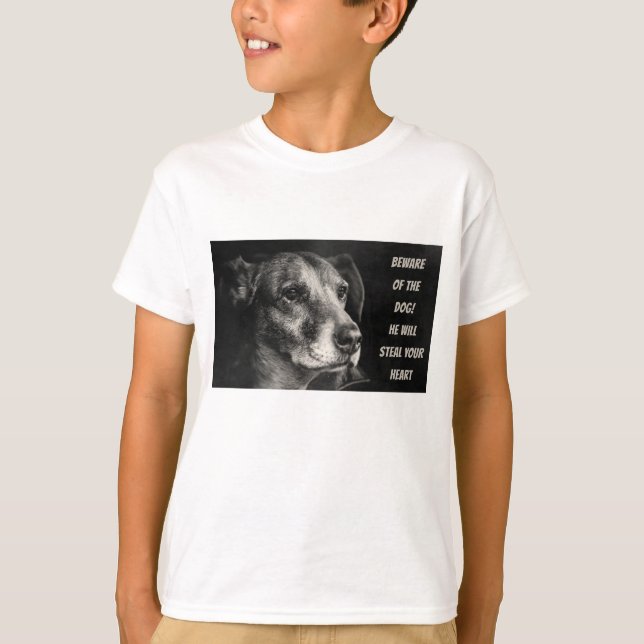 Méfiez-vous du chien, photo personnalisée T-Shirt  (Devant)