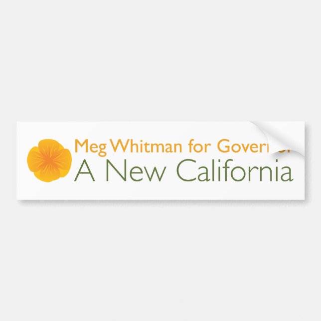 Meg Whitman For Governor Bumper Sticker (Front)