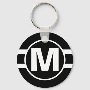 Mega Black Retro Monogrammed Keychain