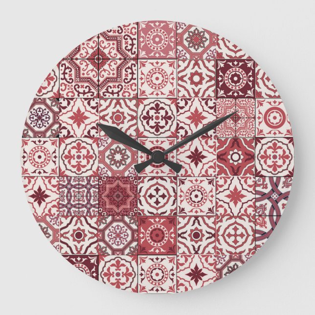 Mega Gorgeous Moroccan Patchwork Pattern Large Clock (Front)